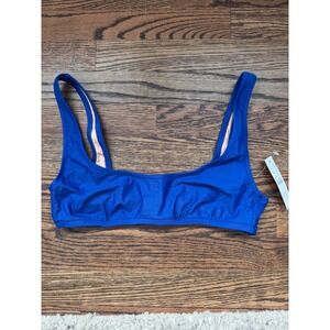 J.Crew Womens Scoopneck Bikini Top Blue Recycled Polyamide BX611 Size Medium NWT